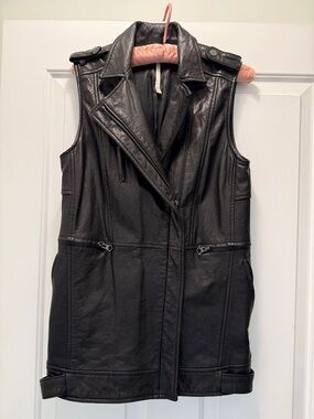 Truth and Pride Black Leather Sleeveless Moto Vest
